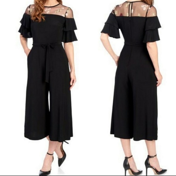 Gabby Skye Embroidered Yoke Jumpsuit - Picture 1 of 10